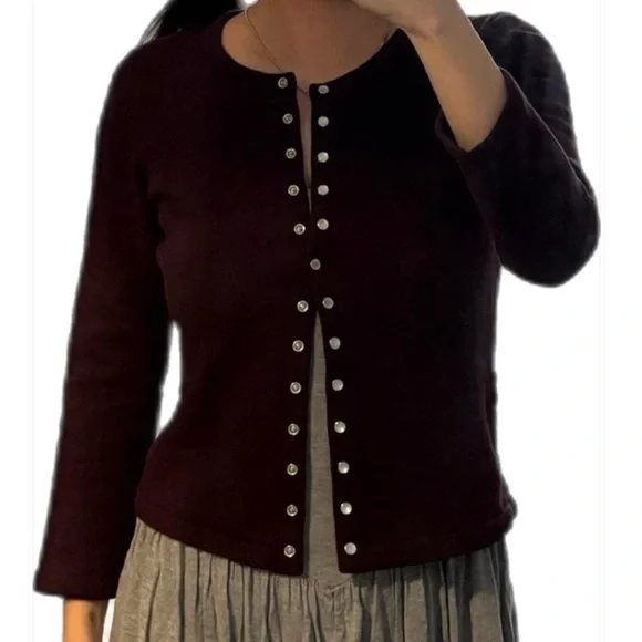 Agnes B. Burgundy Cardigan - Picture 4 of 9